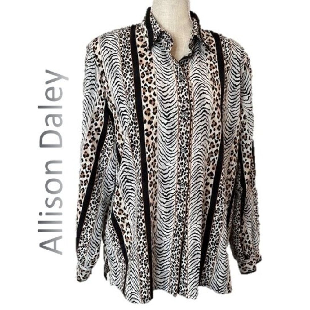 ALLISON DALEY Women's Leopard Print Business Casual Blouse